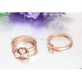 Designed plain rose gold flower ring for women,rose gold crystal rings jewelry